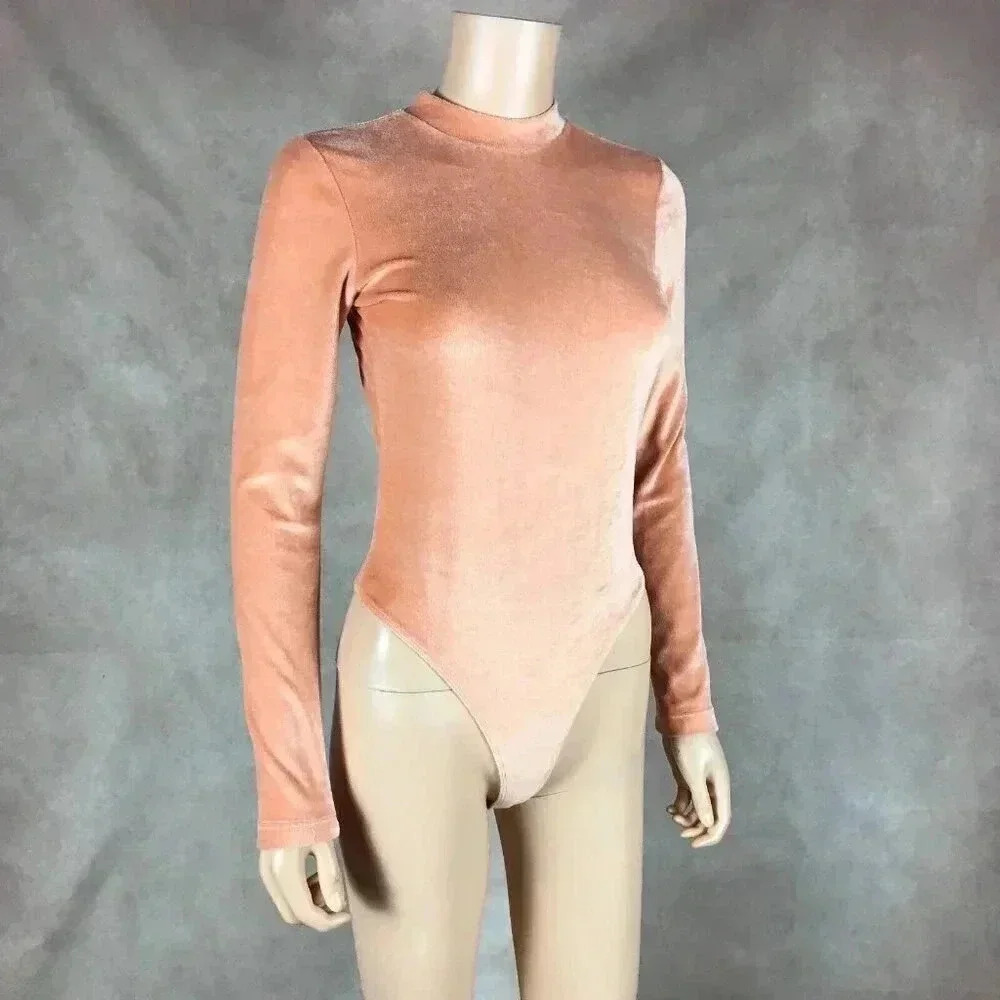 Urban Outfitters Velvet Long Sleeve Bodysuit SMALL - Picture 3 of 13